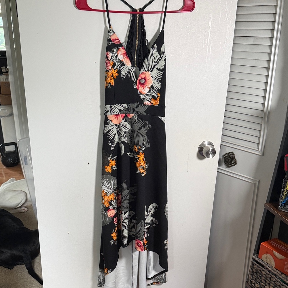 Charlotte Russe Black Floral High Low Dress